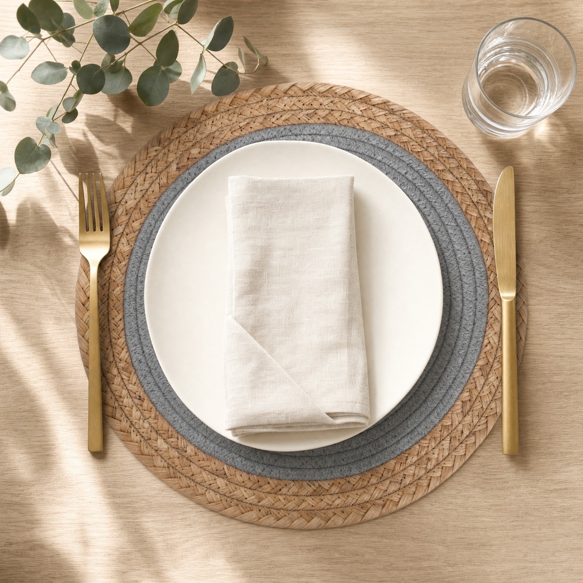 Round Woven Placemant - Light Grey Set of 4