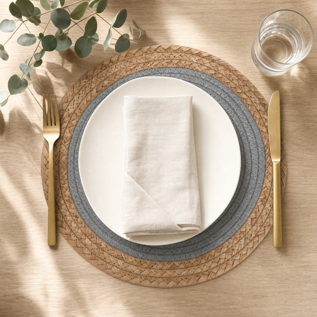 Round Woven Placemant - Light Grey Set of 4
