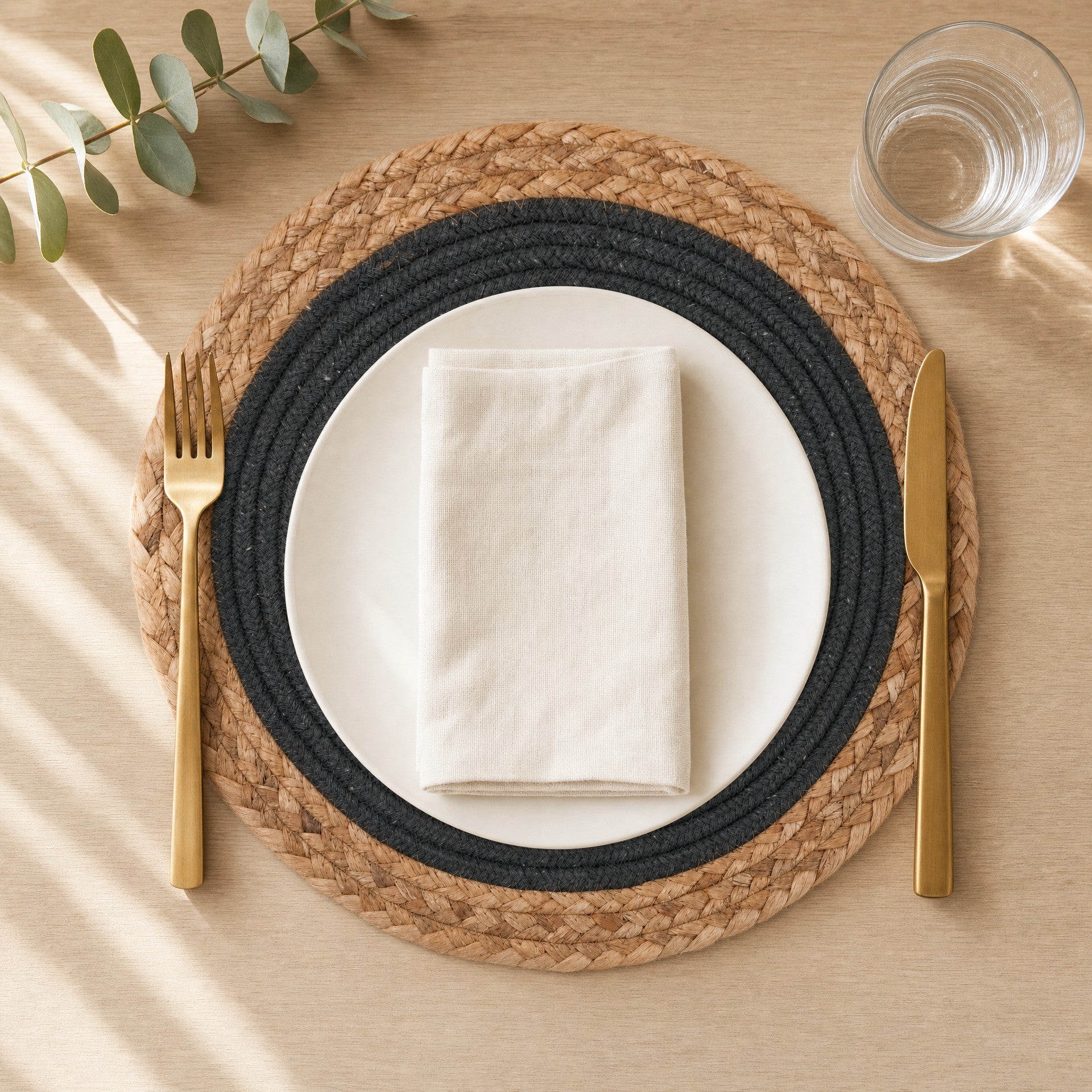 Round Woven Placemant - Grey Set of 4