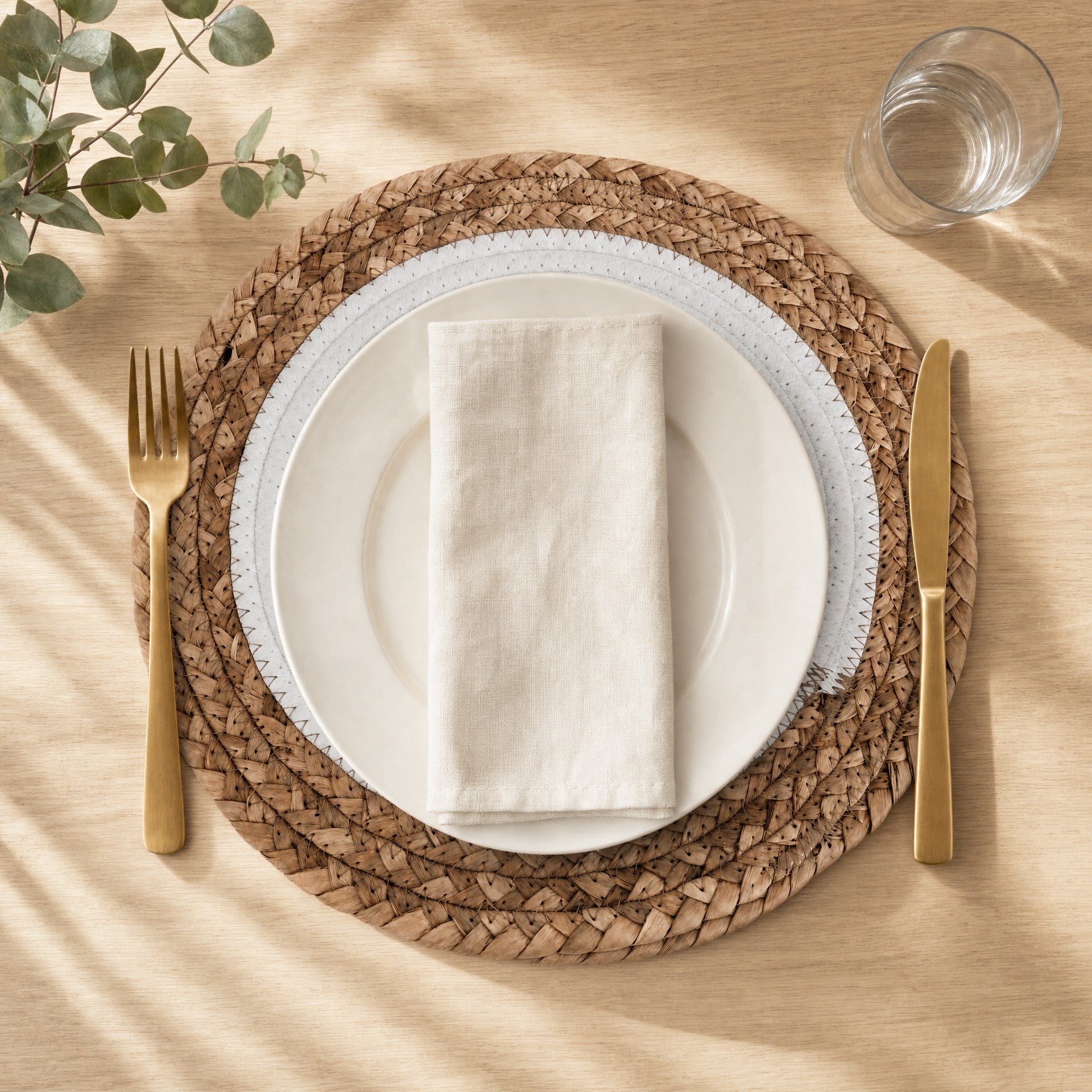 Round Woven Placemant - White Set of 4